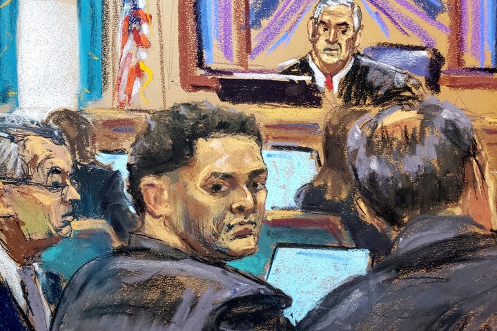Sam BankmanFried sits beside his defense lawyer Christian Everdell at Federal Court in New York City U.S. October 3 2023...